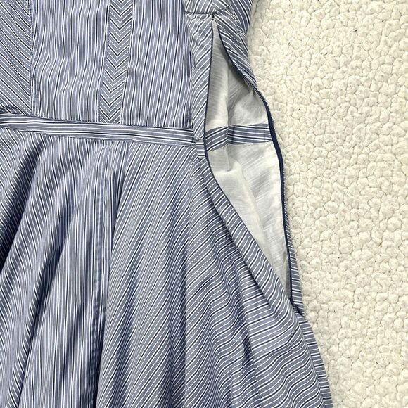 Tory Burch Talley Fit & Flare Dress Women’s 8 Blue Stripe Coastal Chic Preppy - Picture 4 of 12